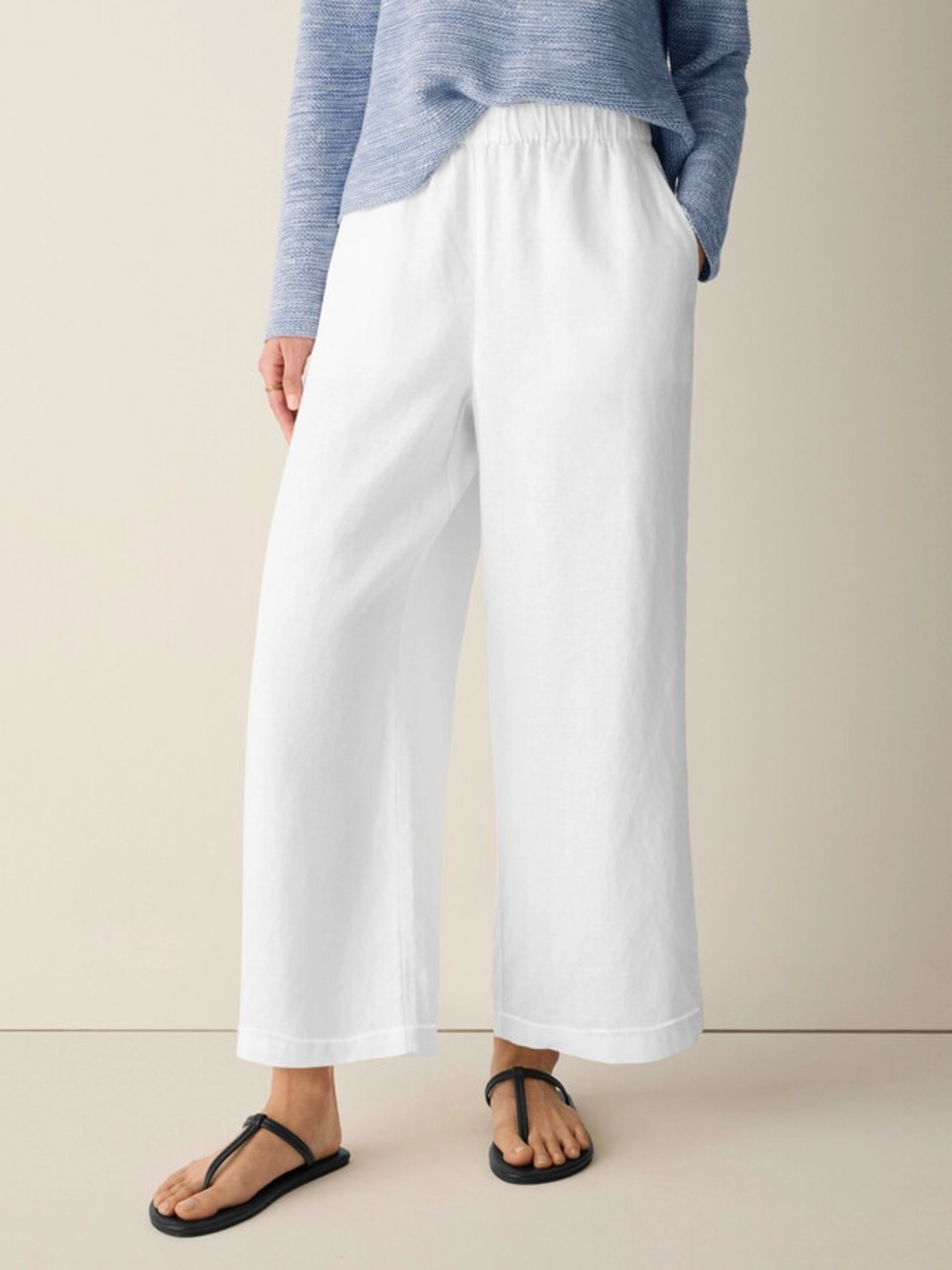 J. CREW SIZE XL~ CRISP WHITE 100% LINEN FULLY LINED PANTS BEACH SUMMER TROUSERS